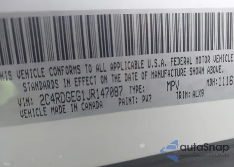 2018 Dodge Grand Caravan Gt from USA, damaged, VIN 2C4RDGEG1JR147087